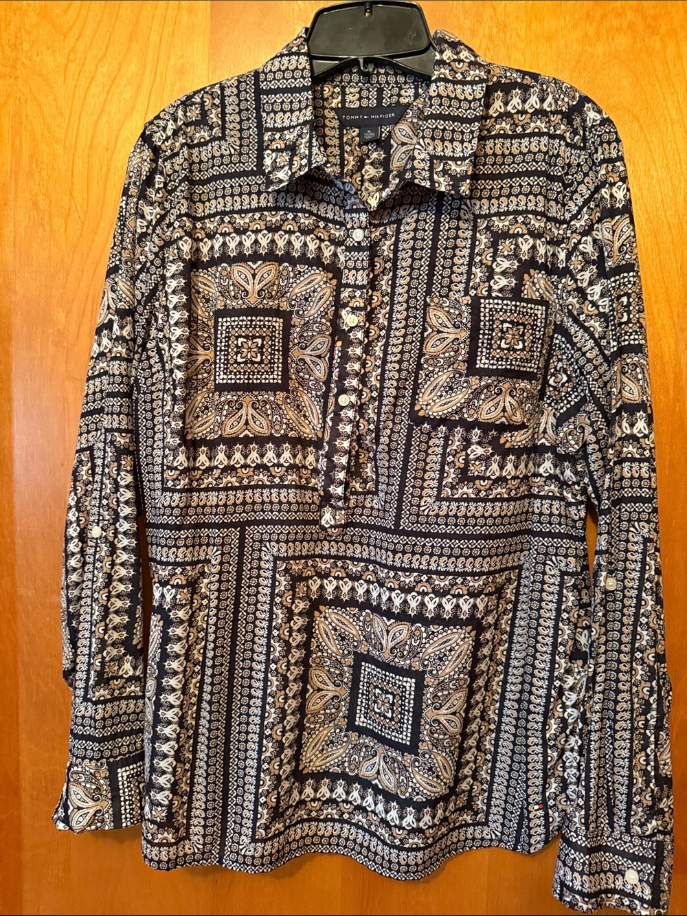 Tommy Hilfiger Patchwork Paisley Button-Up Shirt - Black & Cream